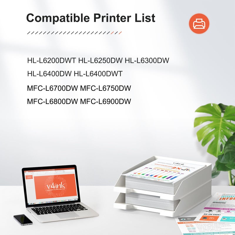 v4ink TN880 Super High Yield Compatible Toner Cartridge Replacement for Brother TN-880 to use with HLL6200DW HLL6200DWT MFCL6700DW HLL6250DW HLL6300DW HLL6400DW MFCL6750DW L6800DW L6900DW Ink 1-Pack - Image 2